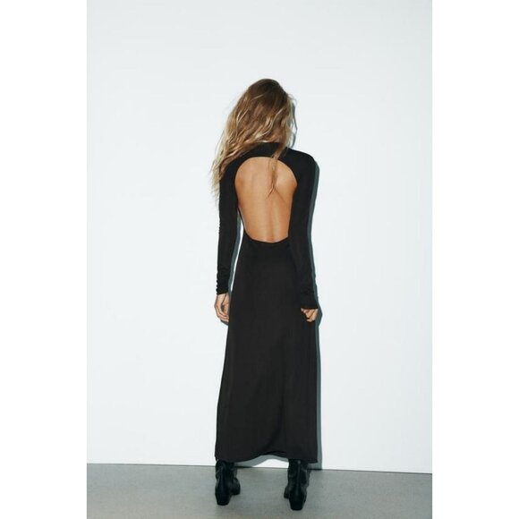 ZARA OPEN BACK CREPE DRESS - Picture 4 of 8